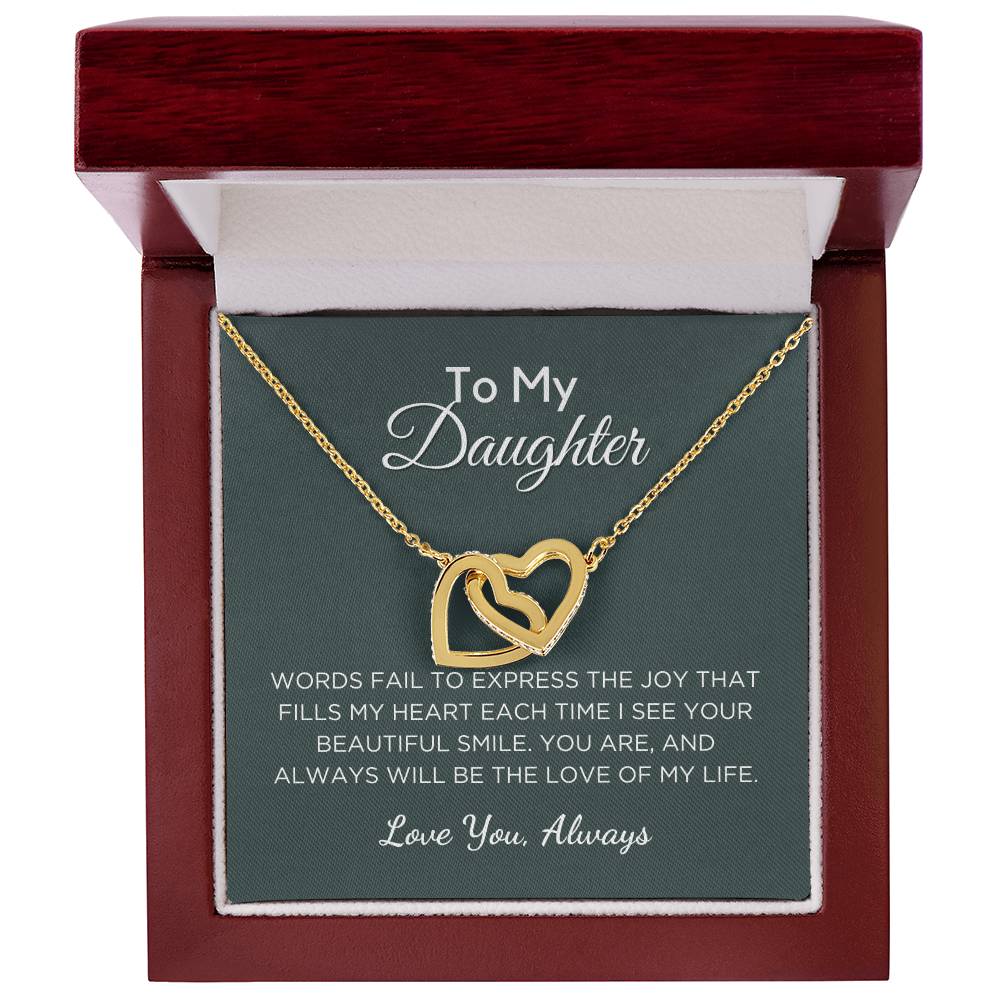 Gift For Daughter Interlocking Hearts Necklace With Message Card And Gift Box - Love of My Life