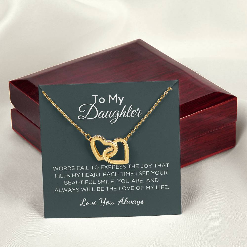 Gift For Daughter Interlocking Hearts Necklace With Message Card And Gift Box - Love of My Life