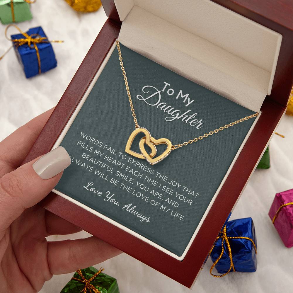 Gift For Daughter Interlocking Hearts Necklace With Message Card And Gift Box - Love of My Life