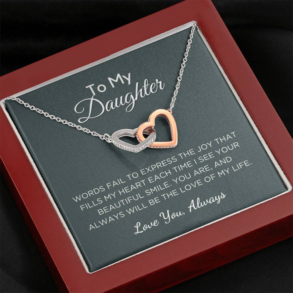 Gift For Daughter Interlocking Hearts Necklace With Message Card And Gift Box - Love of My Life