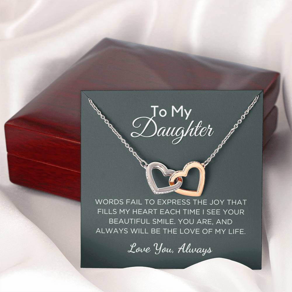 Gift For Daughter Interlocking Hearts Necklace With Message Card And Gift Box - Love of My Life