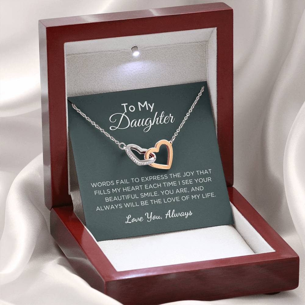 Gift For Daughter Interlocking Hearts Necklace With Message Card And Gift Box - Love of My Life