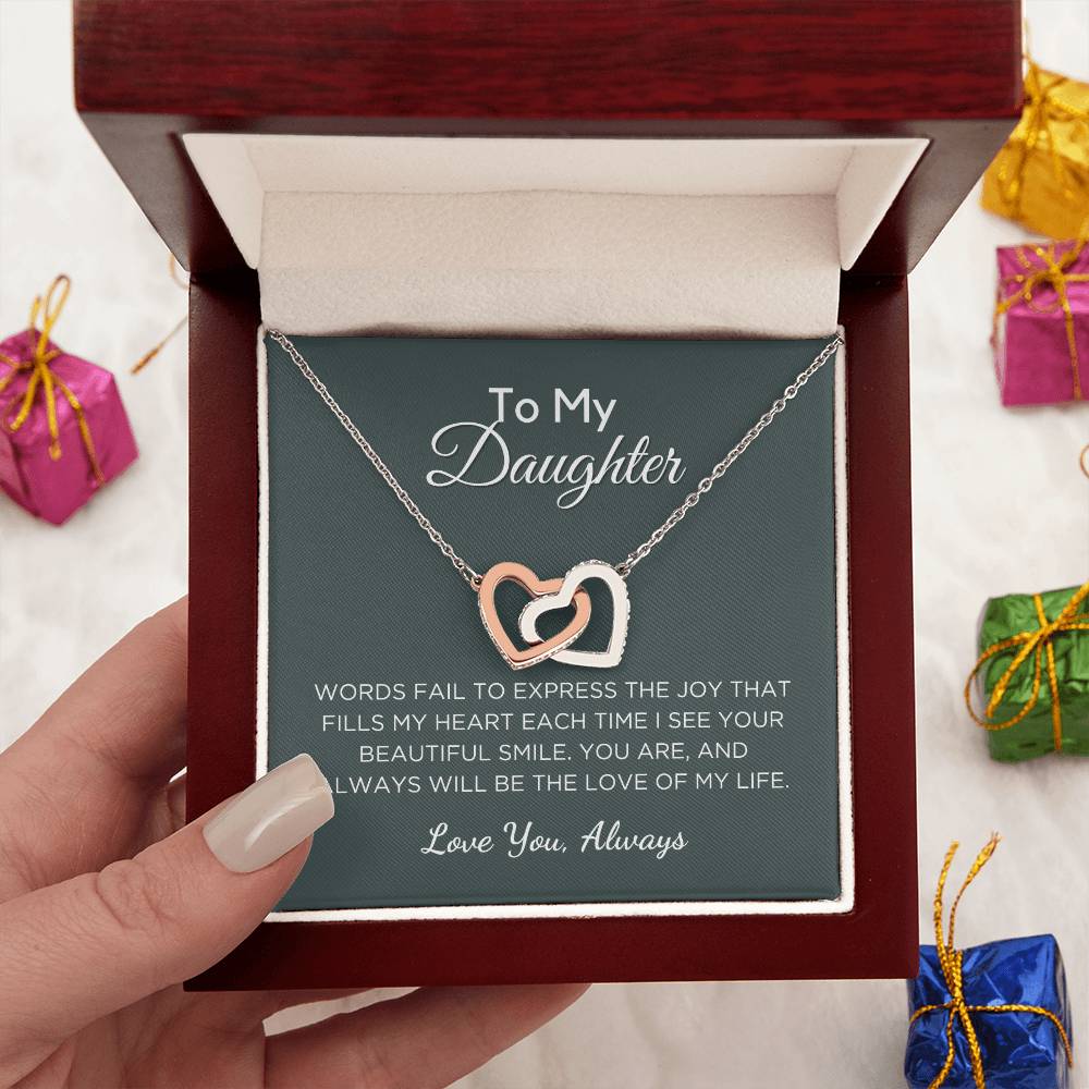 Gift For Daughter Interlocking Hearts Necklace With Message Card And Gift Box - Love of My Life