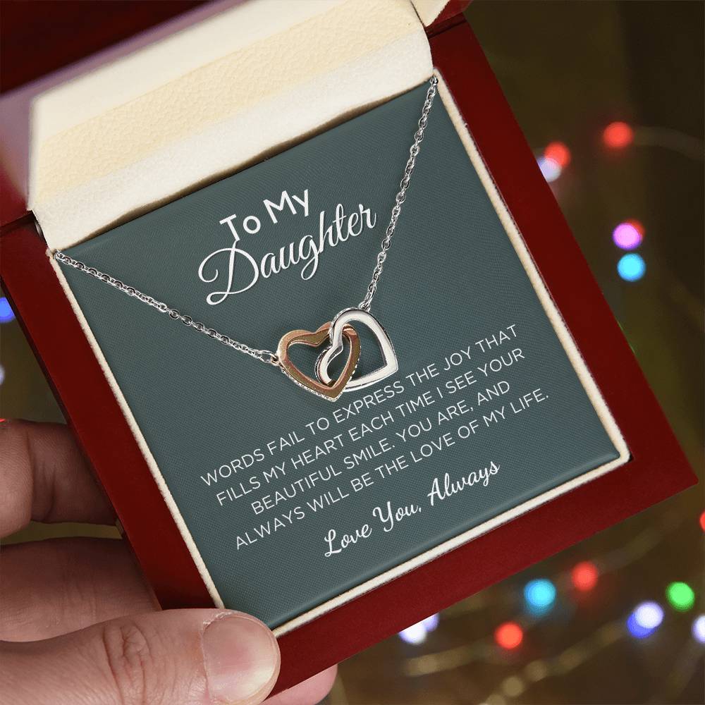 Gift For Daughter Interlocking Hearts Necklace With Message Card And Gift Box - Love of My Life