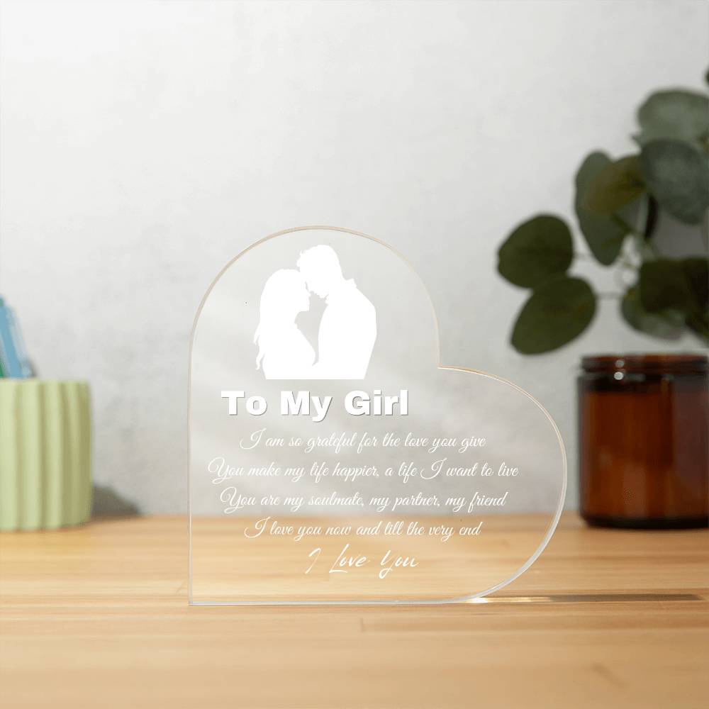Christmas Gifts for Girlfriend, Girlfriend Birthday Gifts, Romantic Anniversary Valentines Love Gifts for Her Girlfriend - Girlfriend Birthday Present Heart Shaped Acrylic Keepsake Décor