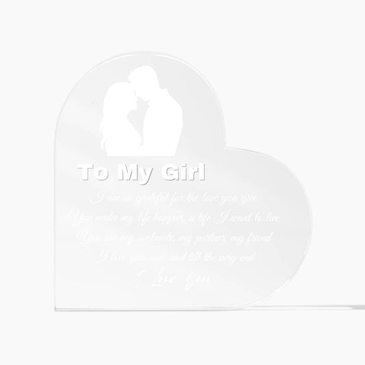 Christmas Gifts for Girlfriend, Girlfriend Birthday Gifts, Romantic Anniversary Valentines Love Gifts for Her Girlfriend - Girlfriend Birthday Present Heart Shaped Acrylic Keepsake Décor