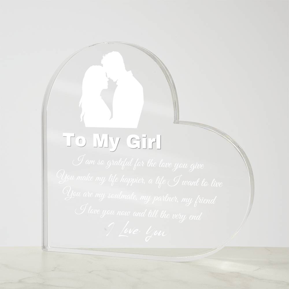 Christmas Gifts for Girlfriend, Girlfriend Birthday Gifts, Romantic Anniversary Valentines Love Gifts for Her Girlfriend - Girlfriend Birthday Present Heart Shaped Acrylic Keepsake Décor