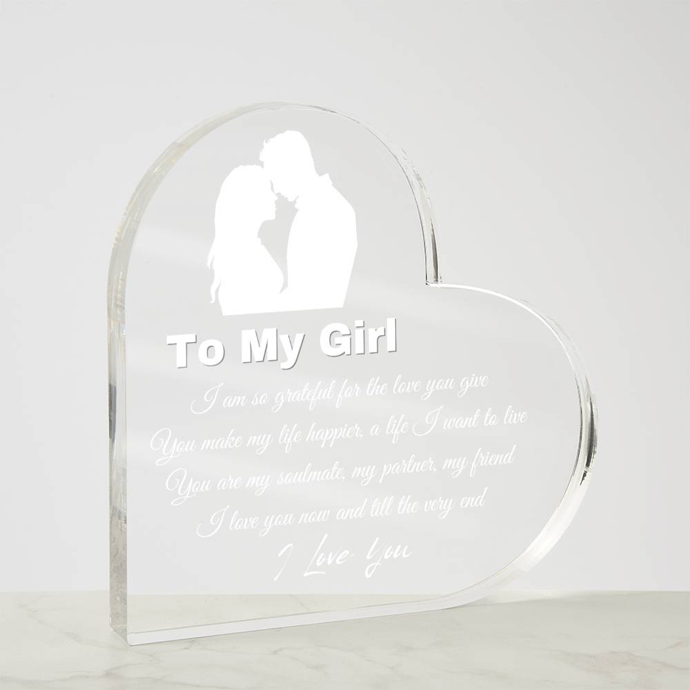 Christmas Gifts for Girlfriend, Girlfriend Birthday Gifts, Romantic Anniversary Valentines Love Gifts for Her Girlfriend - Girlfriend Birthday Present Heart Shaped Acrylic Keepsake Décor
