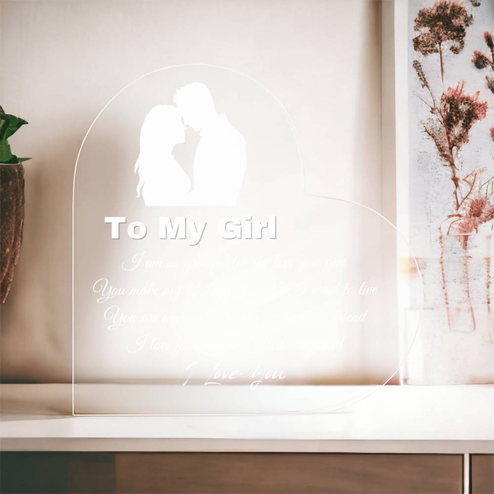 Christmas Gifts for Girlfriend, Girlfriend Birthday Gifts, Romantic Anniversary Valentines Love Gifts for Her Girlfriend - Girlfriend Birthday Present Heart Shaped Acrylic Keepsake Décor