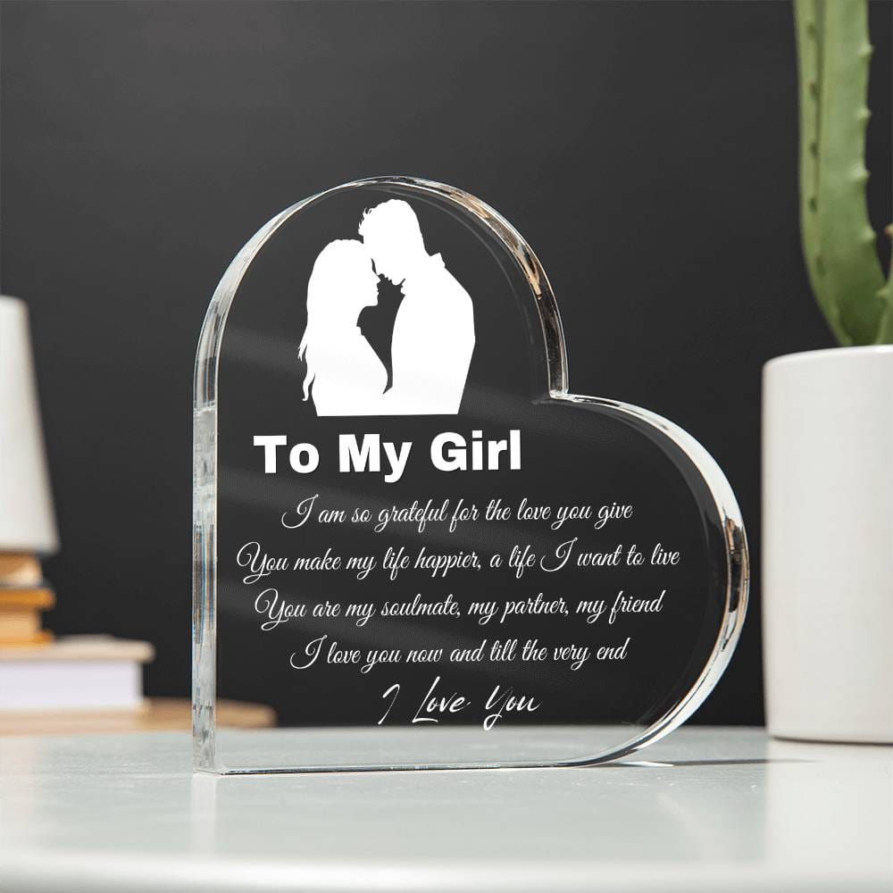 Christmas Gifts for Girlfriend, Girlfriend Birthday Gifts, Romantic Anniversary Valentines Love Gifts for Her Girlfriend - Girlfriend Birthday Present Heart Shaped Acrylic Keepsake Décor