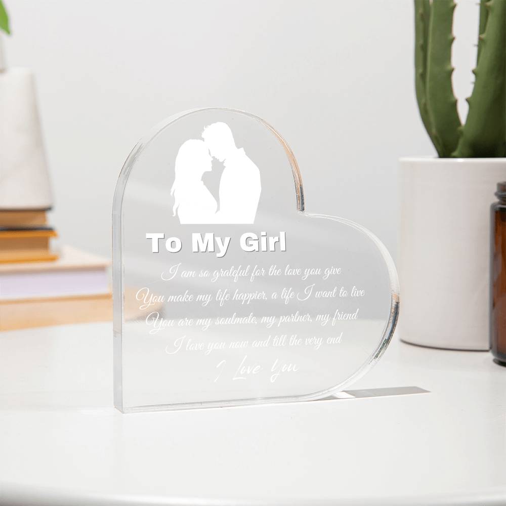 Christmas Gifts for Girlfriend, Girlfriend Birthday Gifts, Romantic Anniversary Valentines Love Gifts for Her Girlfriend - Girlfriend Birthday Present Heart Shaped Acrylic Keepsake Décor