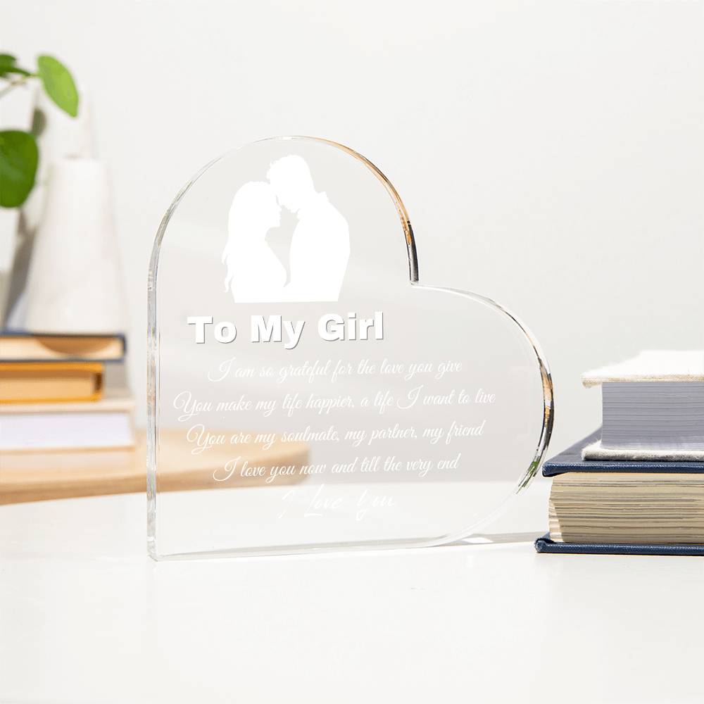 Christmas Gifts for Girlfriend, Girlfriend Birthday Gifts, Romantic Anniversary Valentines Love Gifts for Her Girlfriend - Girlfriend Birthday Present Heart Shaped Acrylic Keepsake Décor