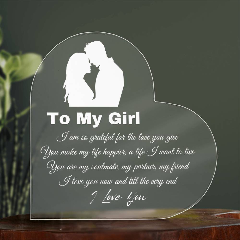 Christmas Gifts for Girlfriend, Girlfriend Birthday Gifts, Romantic Anniversary Valentines Love Gifts for Her Girlfriend - Girlfriend Birthday Present Heart Shaped Acrylic Keepsake Décor