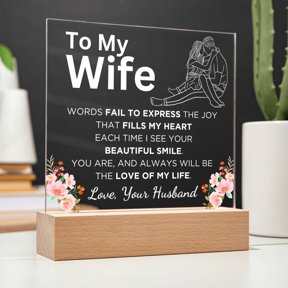 Gift for Wife, Premium Acrylic Keepsake with Built-in LED Lights - Words Fail To Express