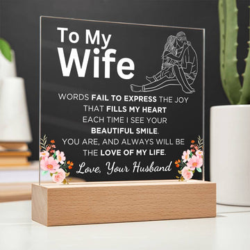 Gift for Wife, Premium Acrylic Keepsake with Built-in LED Lights - Words Fail To Express