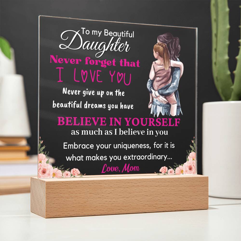 Gift for Daughter, Premium Acrylic Keepsake with Built-in LED Lights