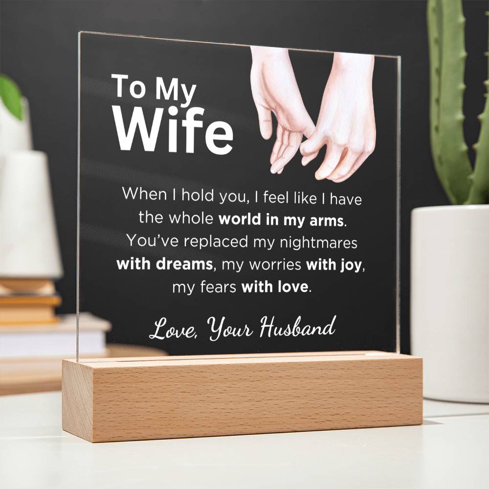 Gift for Wife, Premium Acrylic Keepsake with Built-in LED Lights - When I HOLD You