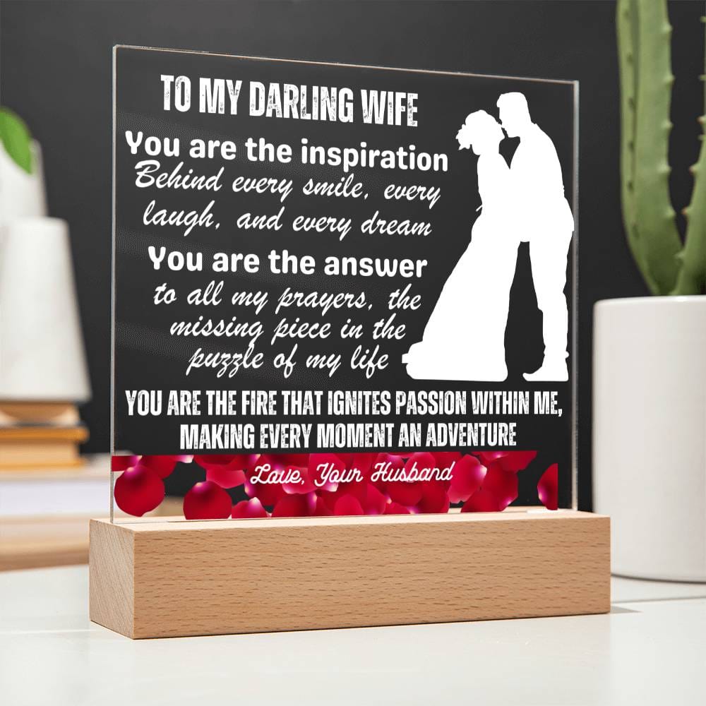 Gift for Wife, Premium Acrylic Keepsake with Built-in LED Lights - You Are The Inspiration