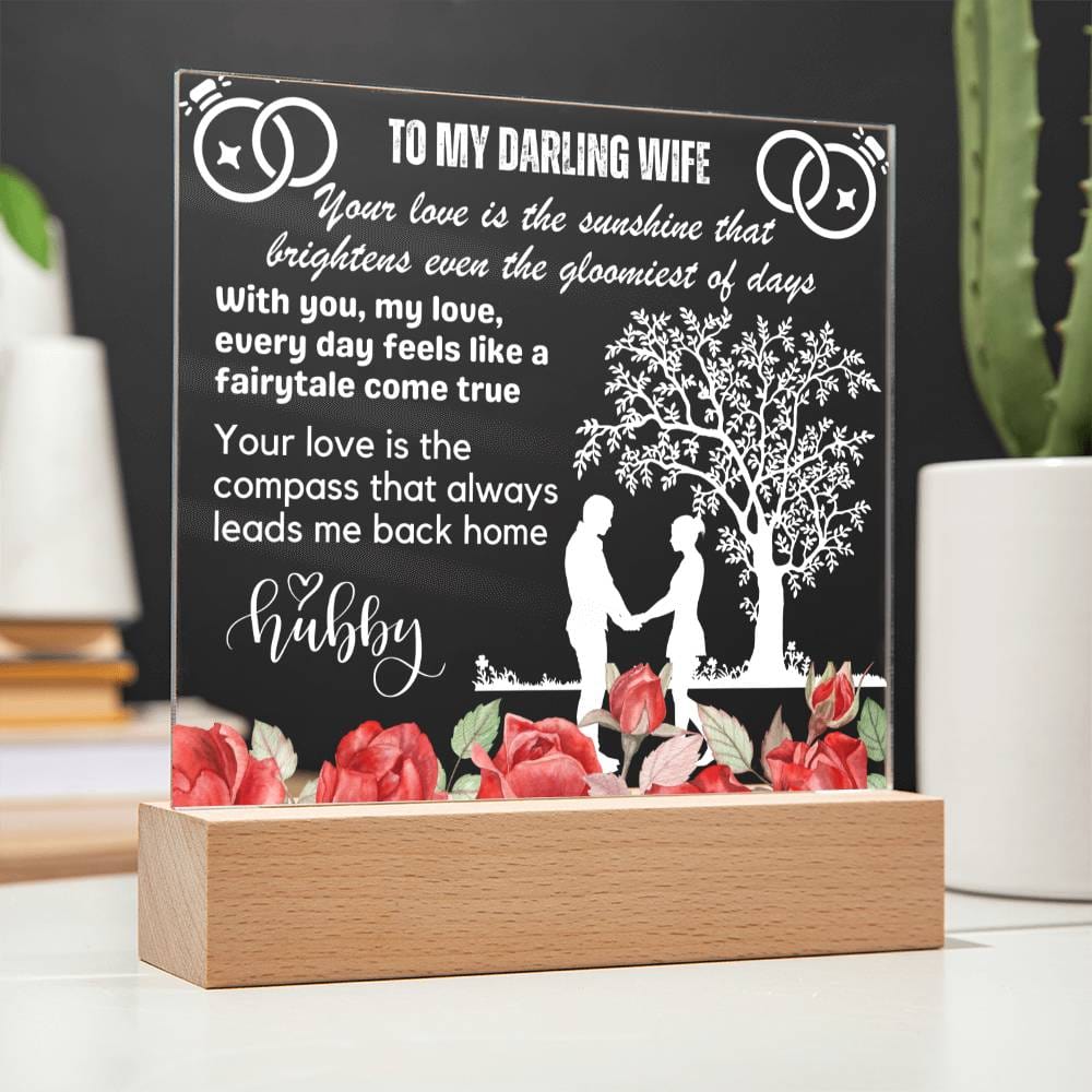 Gift for Wife, Premium Acrylic Keepsake with Built-in LED Lights - Your Love is the