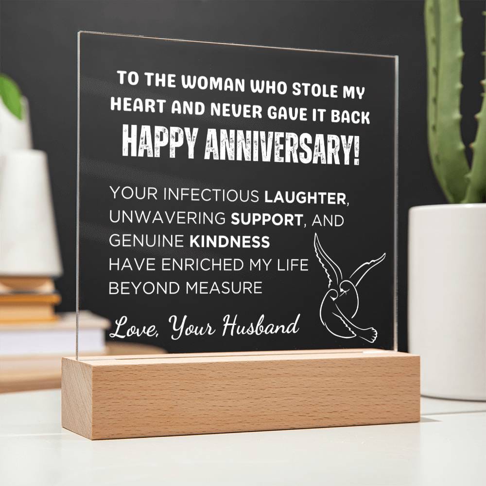 Gift for Wife, Premium Acrylic Keepsake with Built-in LED Lights - Stole My Heart