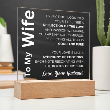 Gift for Wife, Premium Acrylic Keepsake with Built-in LED Lights - Reflection of the Love