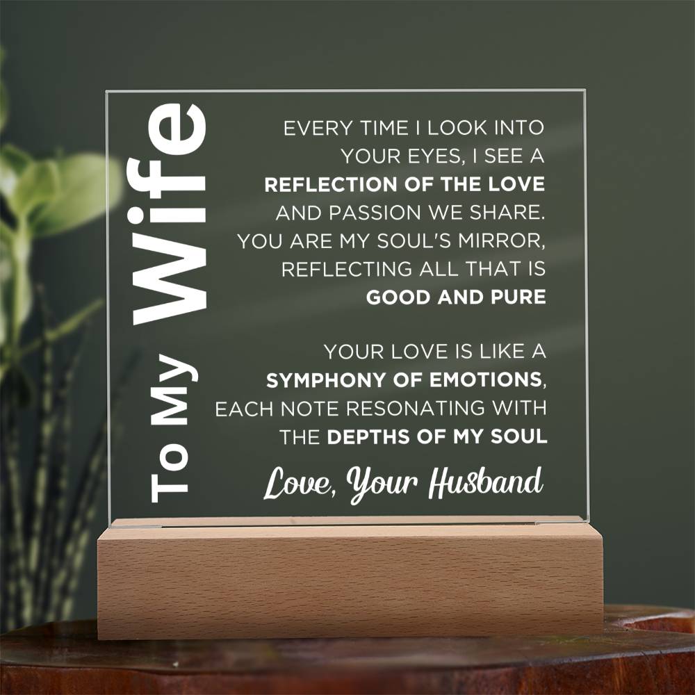 Gift for Wife, Premium Acrylic Keepsake with Built-in LED Lights - Reflection of the Love