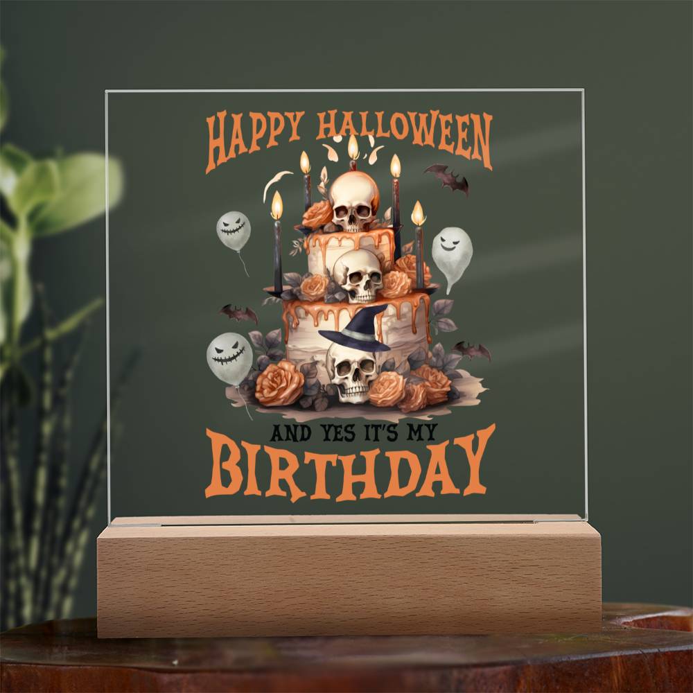 It's My Birthday Halloween Home Decor, Premium Acrylic with Built-in LED Lights