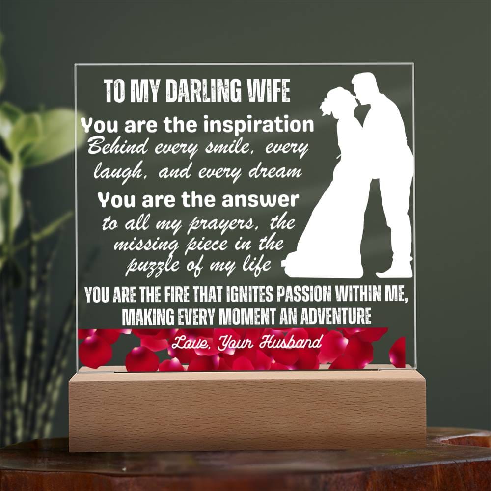 Gift for Wife, Premium Acrylic Keepsake with Built-in LED Lights - You Are The Inspiration