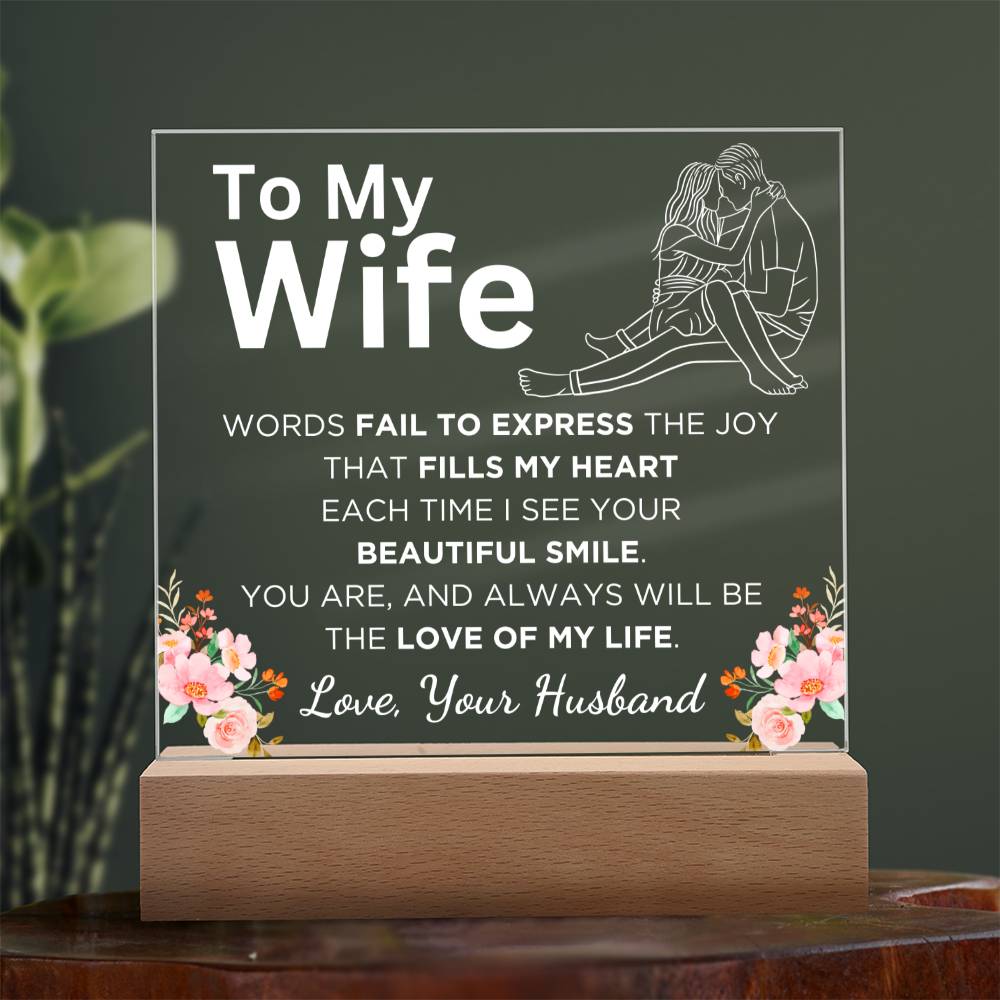 Gift for Wife, Premium Acrylic Keepsake with Built-in LED Lights - Words Fail To Express