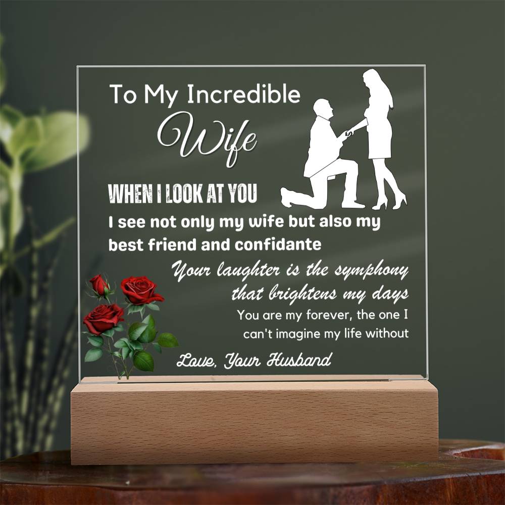 Gift for Wife, Premium Acrylic Keepsake with Built-in LED Lights - When I Look at You