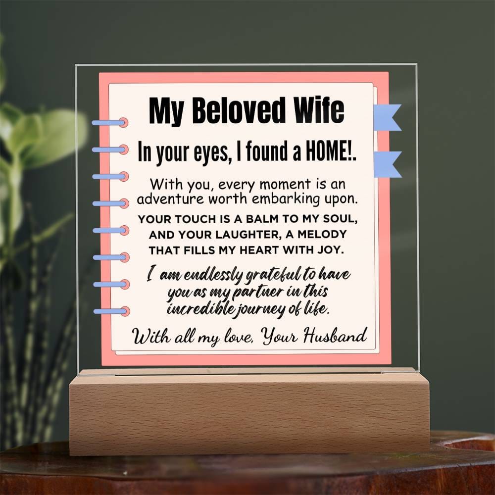 Gift for Wife, Premium Acrylic Keepsake with Built-in LED Lights - In Your Eyes