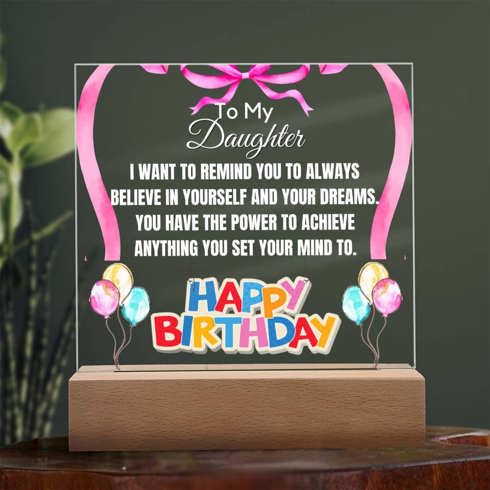 Birthday Gift for Daughter, Premium Acrylic Keepsake with Built-in LED Lights