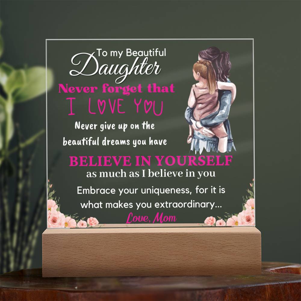 Gift for Daughter, Premium Acrylic Keepsake with Built-in LED Lights