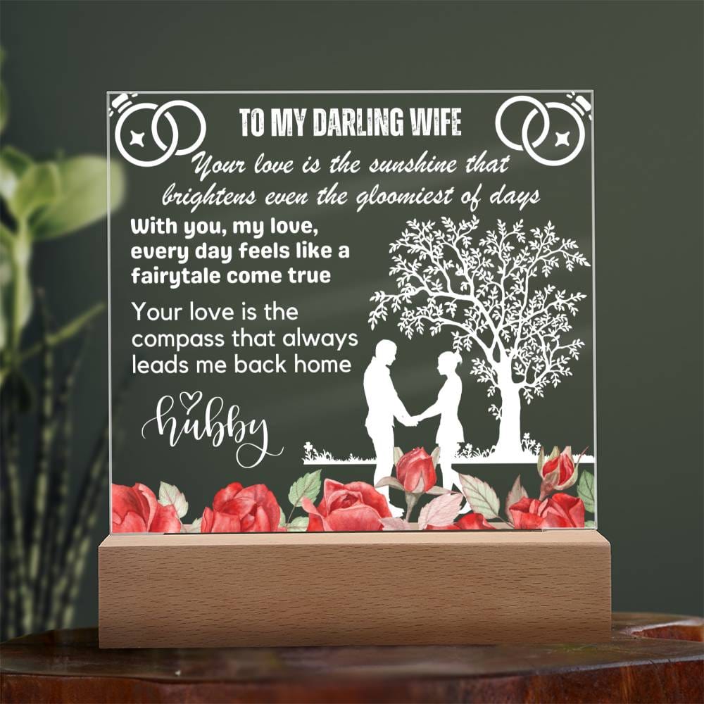 Gift for Wife, Premium Acrylic Keepsake with Built-in LED Lights - Your Love is the