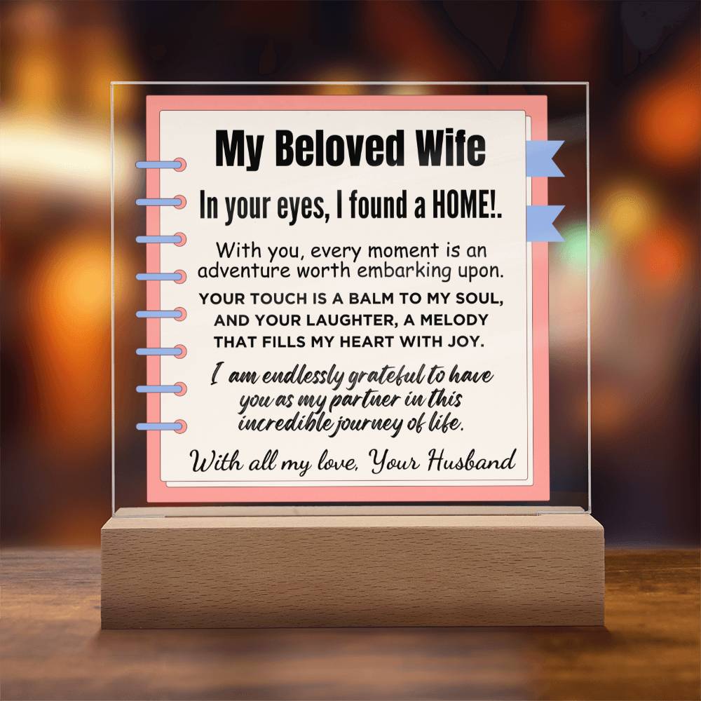 Gift for Wife, Premium Acrylic Keepsake with Built-in LED Lights - In Your Eyes