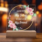 Gift for Sister, Premium Acrylic Keepsake on Wooden Base with Built-in Colorful LED Lights