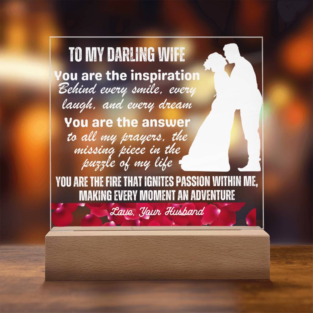 Gift for Wife, Premium Acrylic Keepsake with Built-in LED Lights - You Are The Inspiration