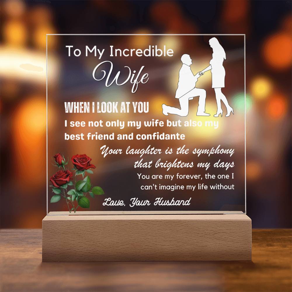 Gift for Wife, Premium Acrylic Keepsake with Built-in LED Lights - When I Look at You