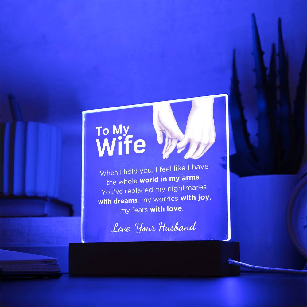 Gift for Wife, Premium Acrylic Keepsake with Built-in LED Lights - When I HOLD You