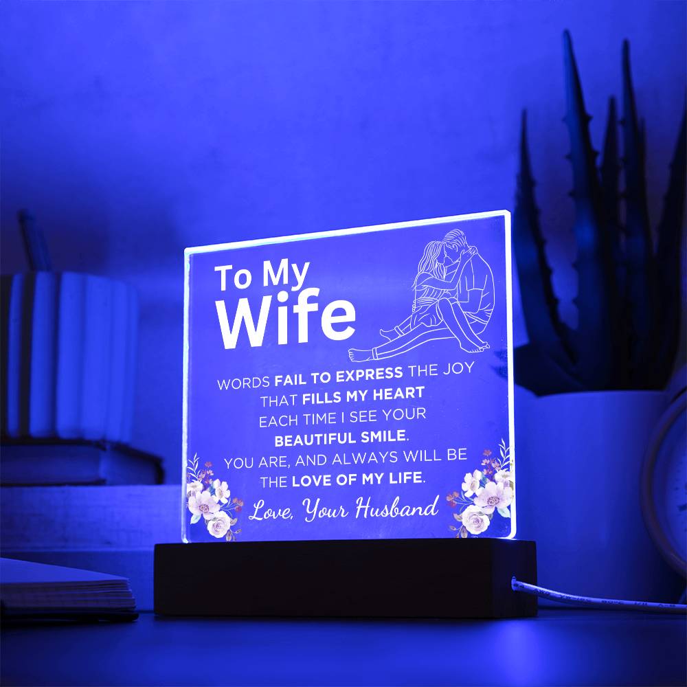 Gift for Wife, Premium Acrylic Keepsake with Built-in LED Lights - Words Fail To Express