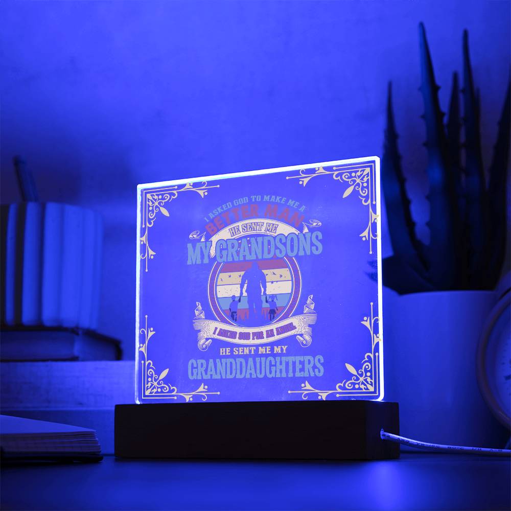 Home Decor Gift, Premium Acrylic Keepsake with Built-in LED Lights - I Asked God