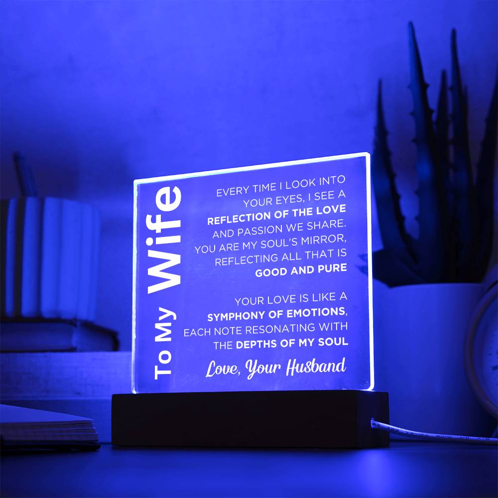 Gift for Wife, Premium Acrylic Keepsake with Built-in LED Lights - Reflection of the Love