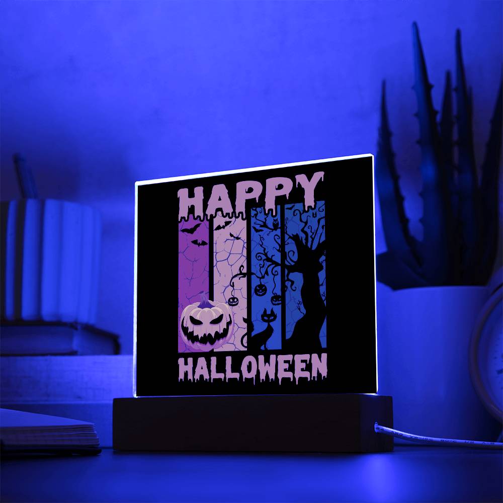 Happy Halloween Home Décor Gift, Premium Acrylic with Built-in LED Lights