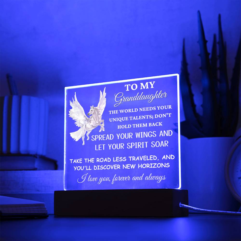 Unicorn Gift for Granddaughter, Premium Acrylic Keepsake with Built-in LED Lights
