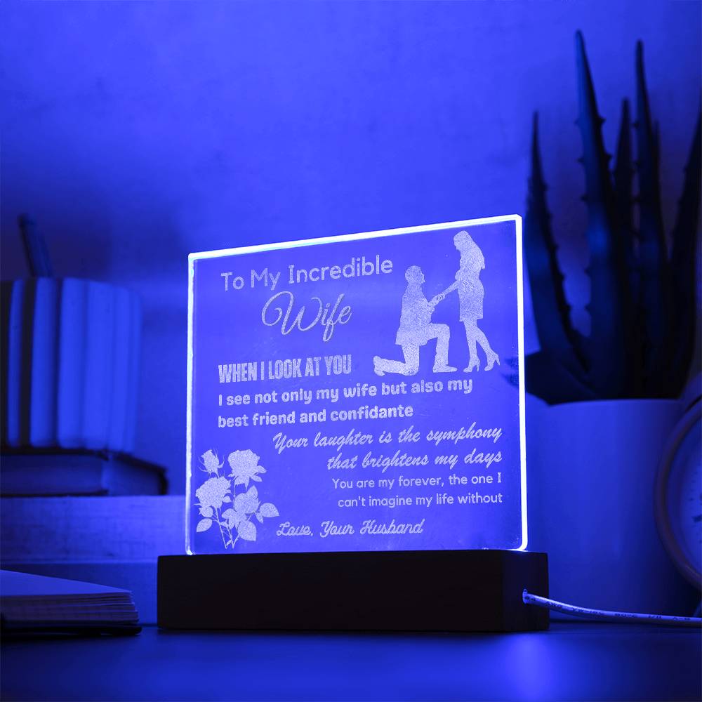 Gift for Wife, Premium Acrylic Keepsake with Built-in LED Lights - When I Look at You