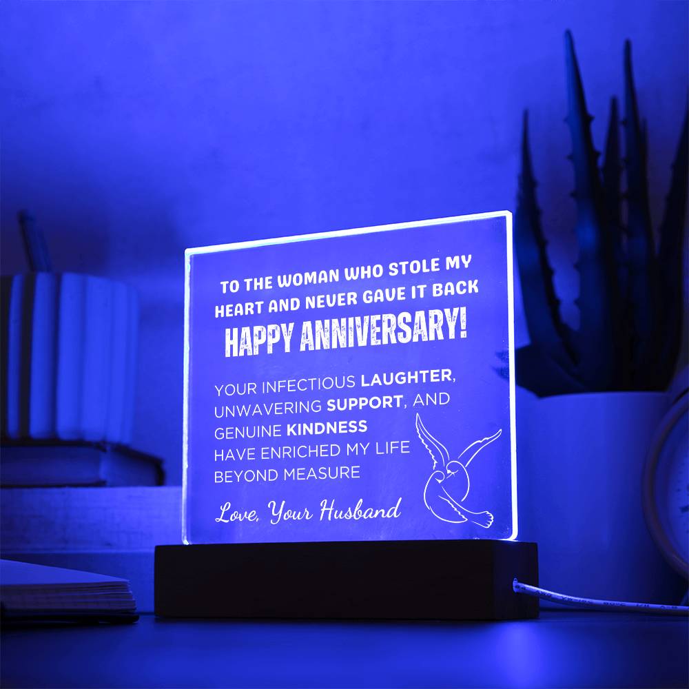 Gift for Wife, Premium Acrylic Keepsake with Built-in LED Lights - Stole My Heart