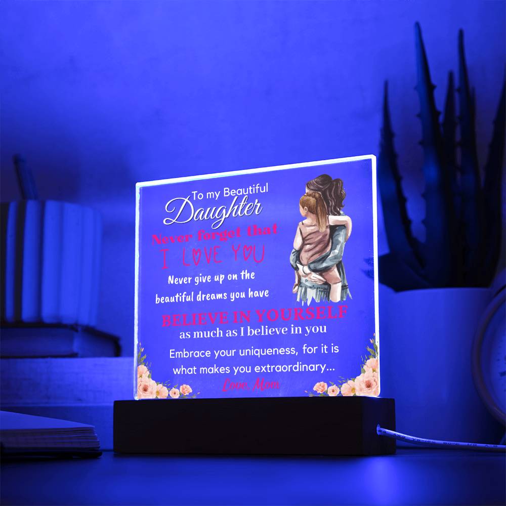 Gift for Daughter, Premium Acrylic Keepsake with Built-in LED Lights