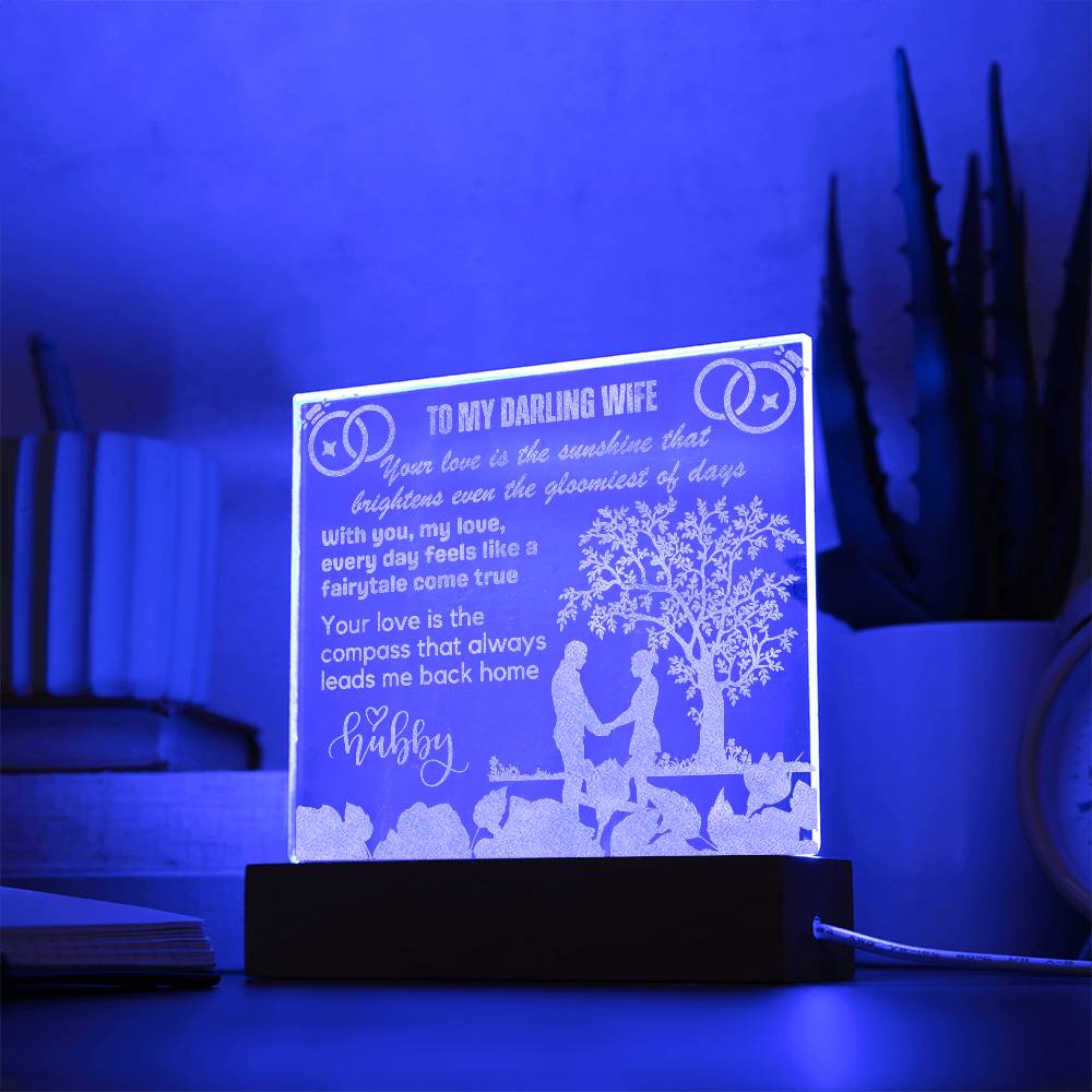 Gift for Wife, Premium Acrylic Keepsake with Built-in LED Lights - Your Love is the