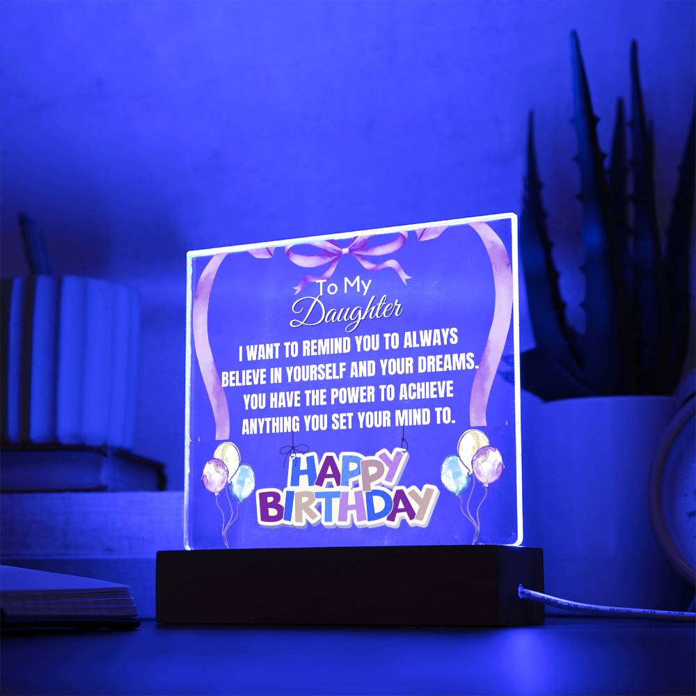 Birthday Gift for Daughter, Premium Acrylic Keepsake with Built-in LED Lights