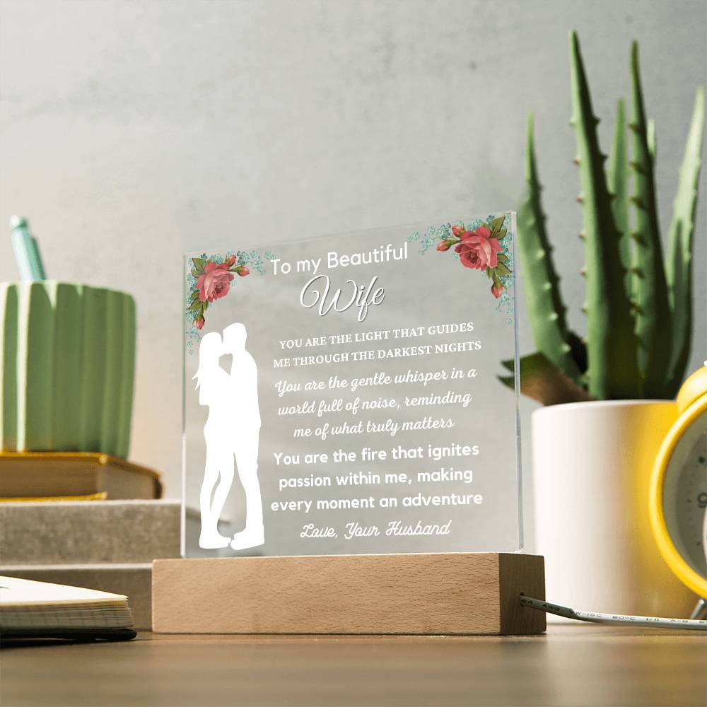 Gift for Wife, Premium Acrylic Keepsake with Built-in LED Lights - You Are The Light